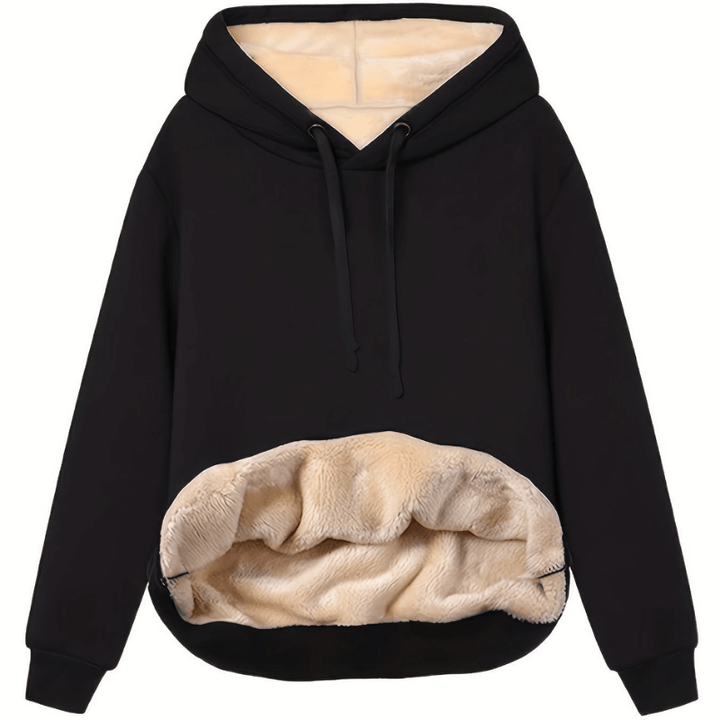 Fleece Lined Hoodie Womens Plush Winter Pullover Drawstring Hood Relaxed Fit - image 1