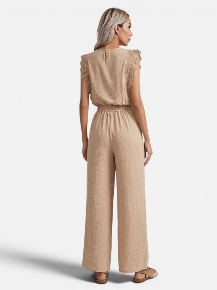 Two Piece Outfit Set Womens Relaxed Top Wide Leg Trousers