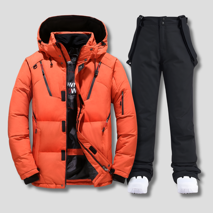 Ski Suit Mens Two Piece Hooded Padded Jacket Salopettes Set Snowboard - image 4