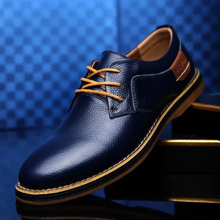 Derby Shoes Mens Leather Look Lace Up Smart Casual Contrast Stitch Sole - image 2