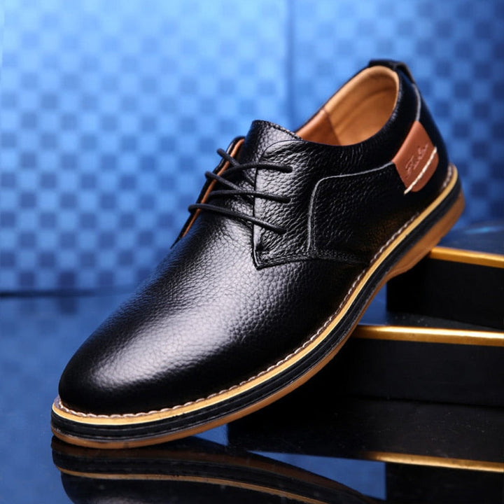 Derby Shoes Mens Leather Look Lace Up Smart Casual Contrast Stitch Sole - image 3