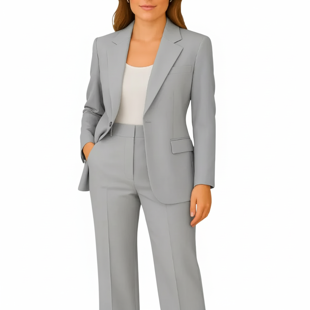 Trouser Suit Womens Two Piece Single Button Blazer Wide Leg Trousers - image 12