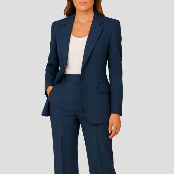 Trouser Suit Womens Two Piece Single Button Blazer Wide Leg Trousers - image 2