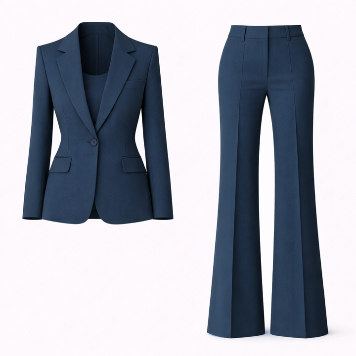 Trouser Suit Womens Two Piece Single Button Blazer Wide Leg Trousers - image 3