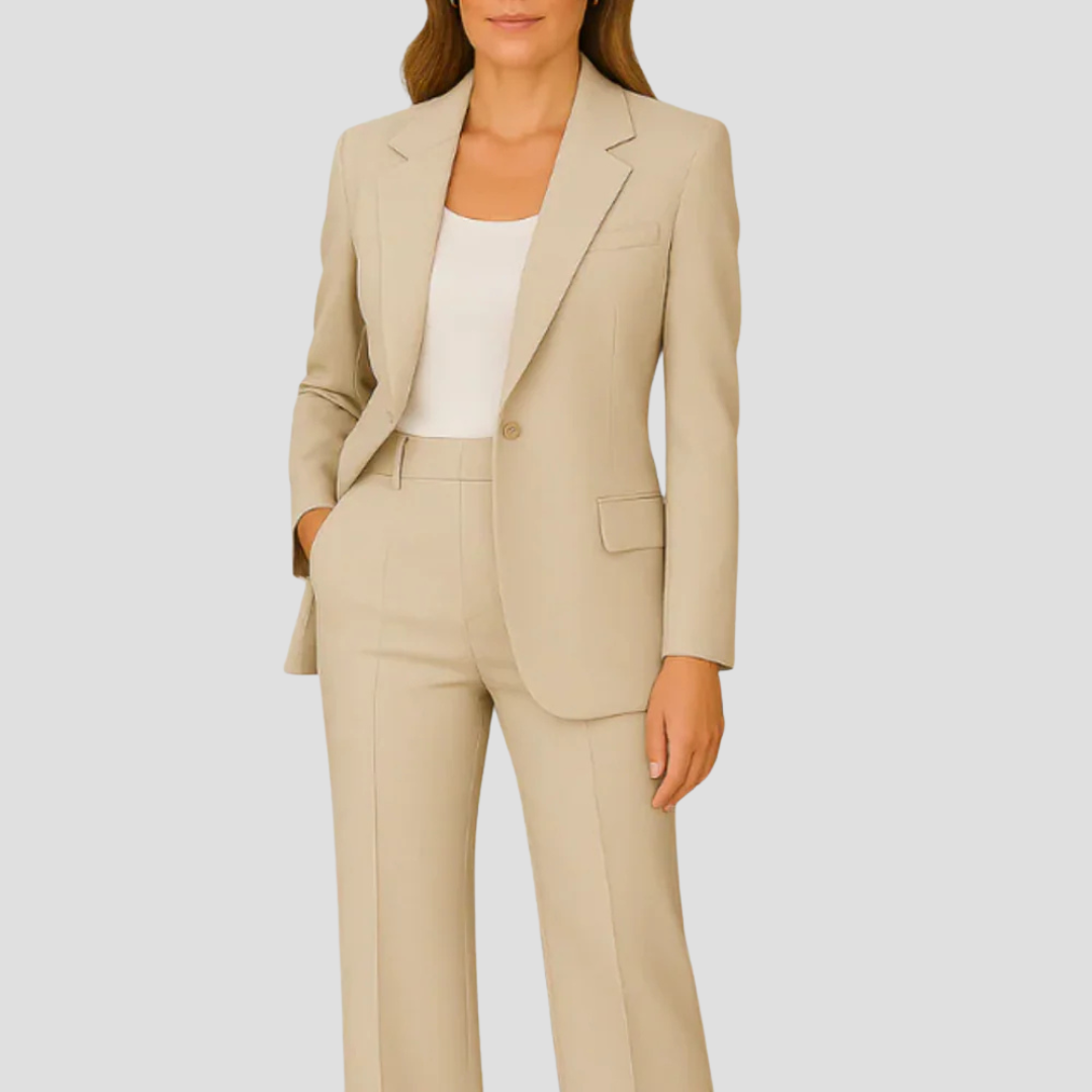 Trouser Suit Womens Two Piece Single Button Blazer Wide Leg Trousers - image 4