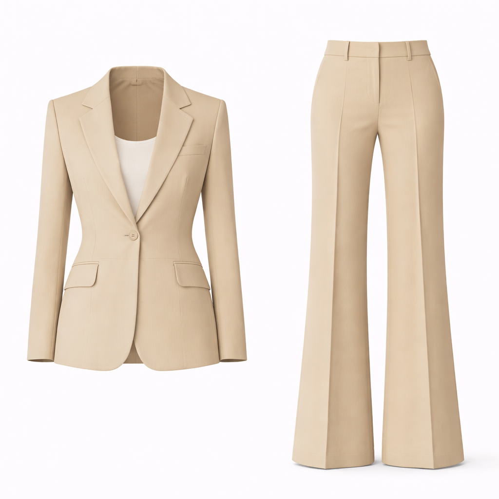 Trouser Suit Womens Two Piece Single Button Blazer Wide Leg Trousers - image 5