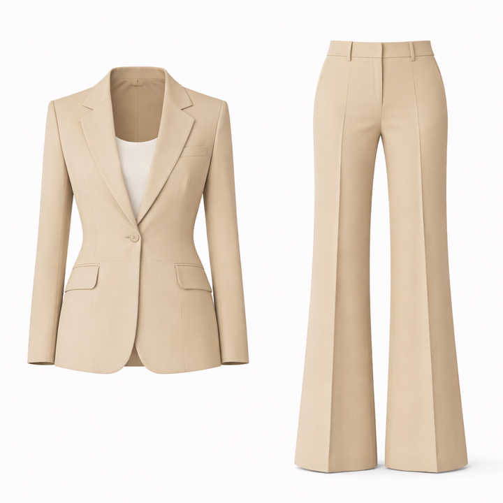 Trouser Suit Womens Two Piece Single Button Blazer Wide Leg Trousers - image 5