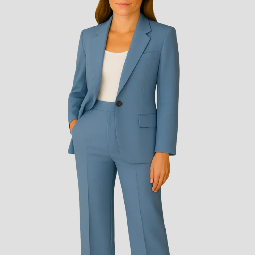 Trouser Suit Womens Two Piece Single Button Blazer Wide Leg Trousers - image 8