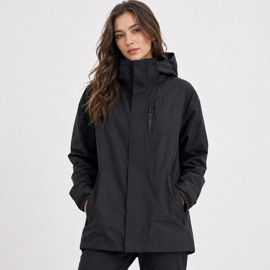Waterproof Jacket Womens Hooded Shell Lightweight Zip Front - image 1