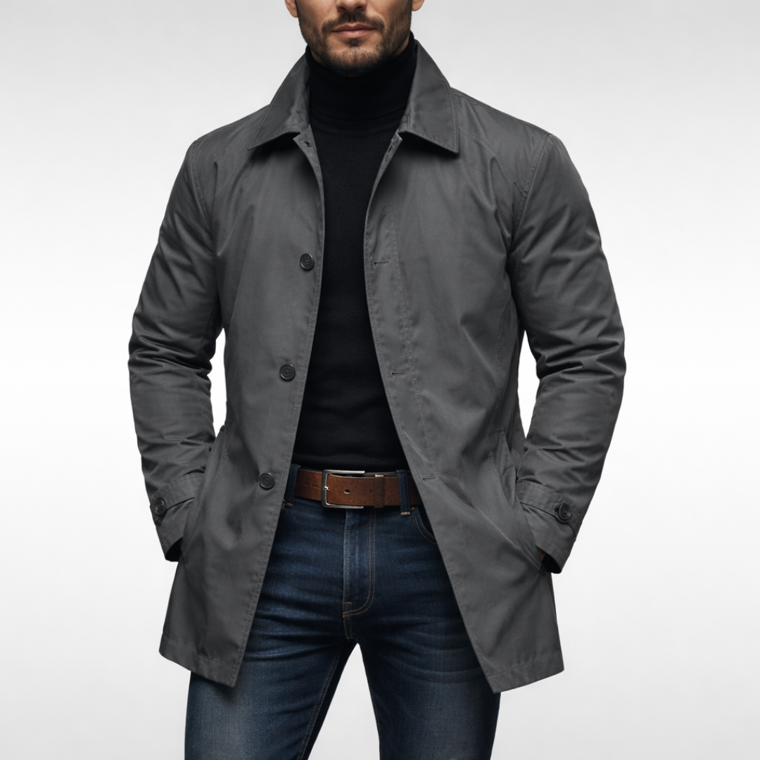 Mac Coat Mens Quilted Lining Water Repellent Single Breasted Button Front Mid Length - image 3