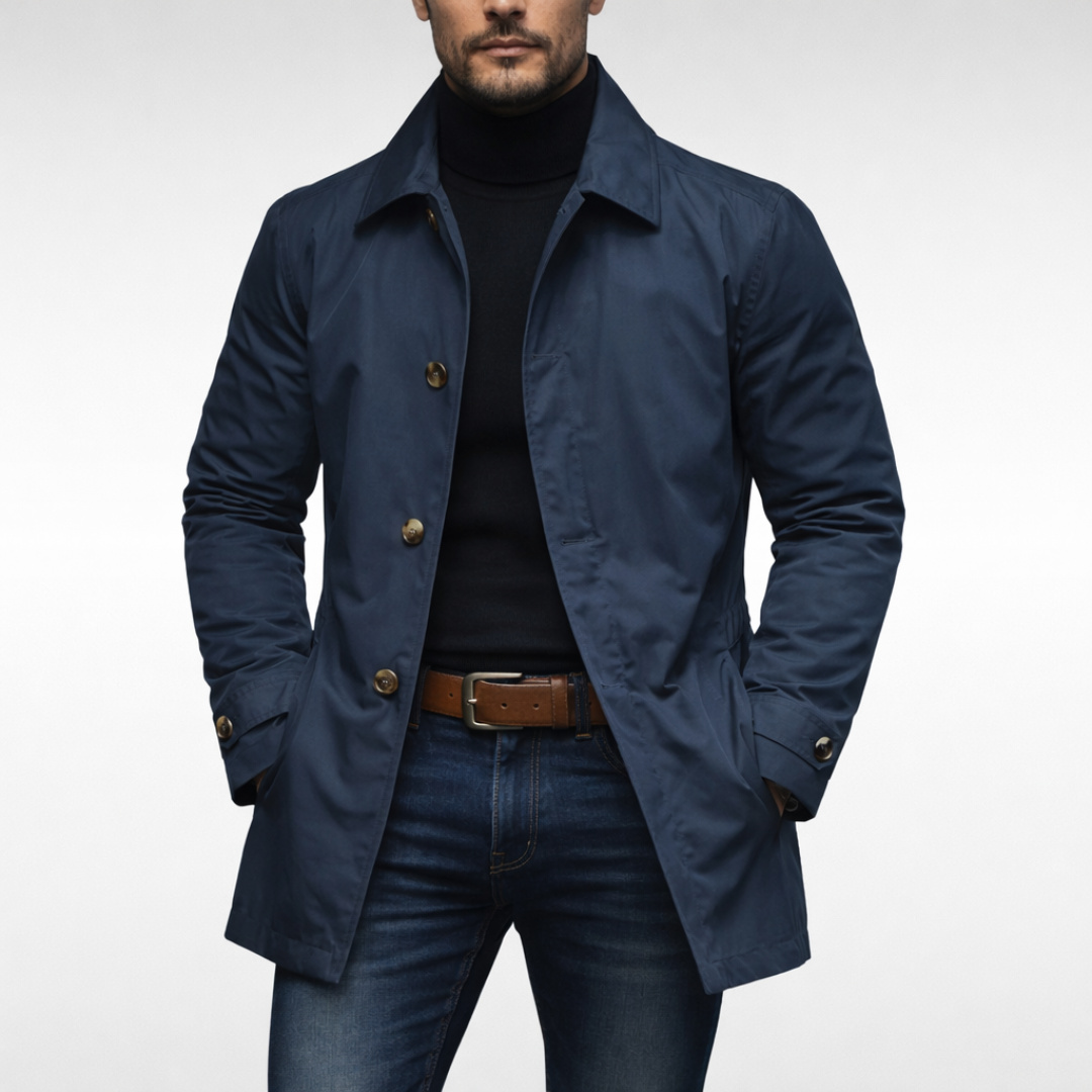 Mac Coat Mens Quilted Lining Water Repellent Single Breasted Button Front Mid Length - image 4