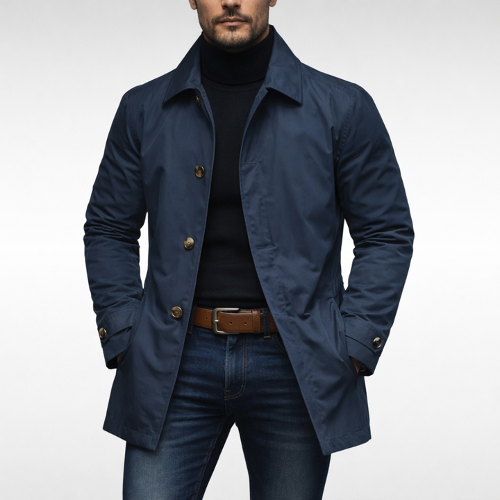Mac Coat Mens Quilted Lining Water Repellent Single Breasted Button Front Mid Length - image 4