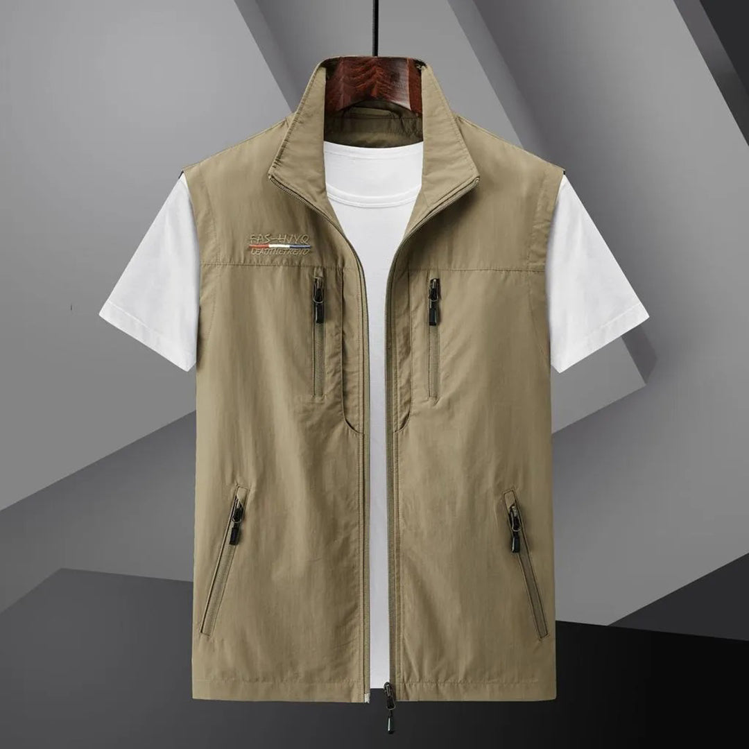 Utility Gilet Mens Multi Pocket Lightweight Travel Stand Collar Zip Front - image 4