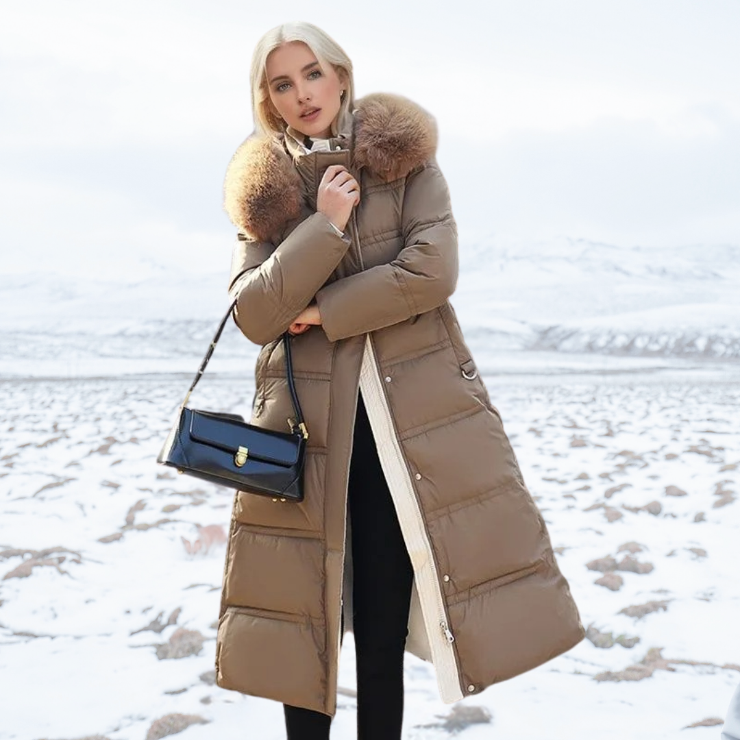 Parka Womens Faux Fur Trim Hood Padded Loose Fit Winter