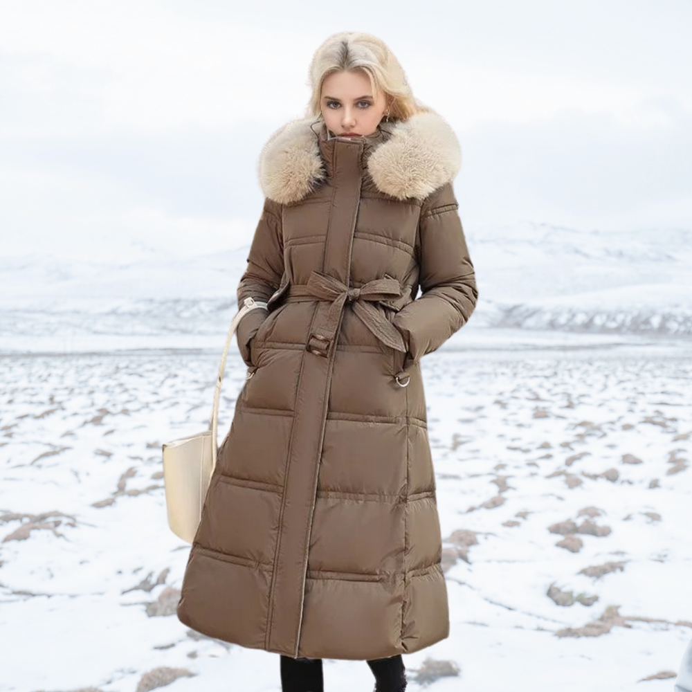 Parka Womens Faux Fur Trim Hood Padded Loose Fit Winter