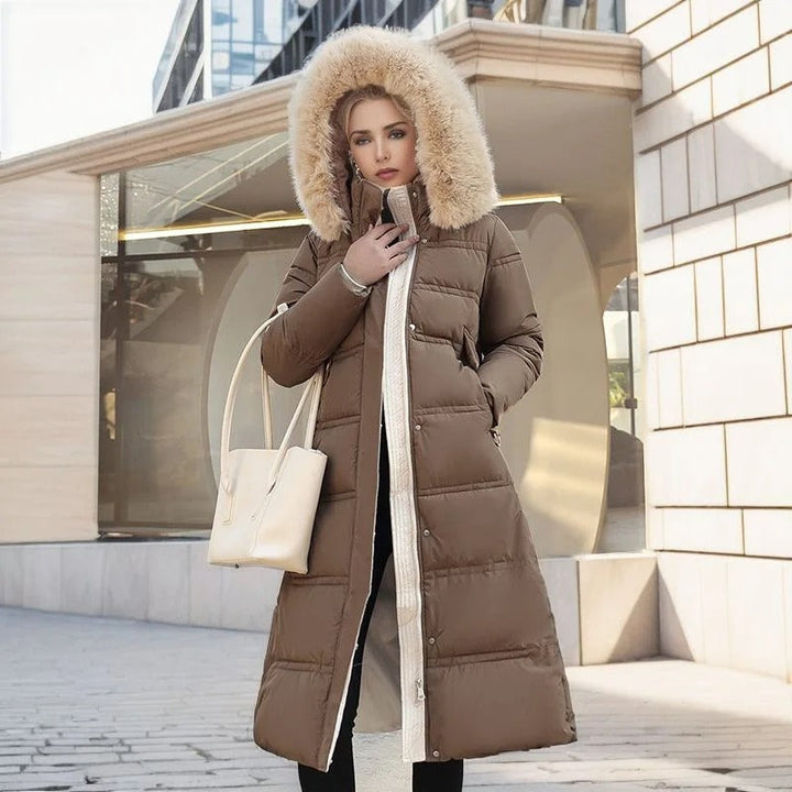 Parka Womens Faux Fur Trim Hood Padded Loose Fit Winter