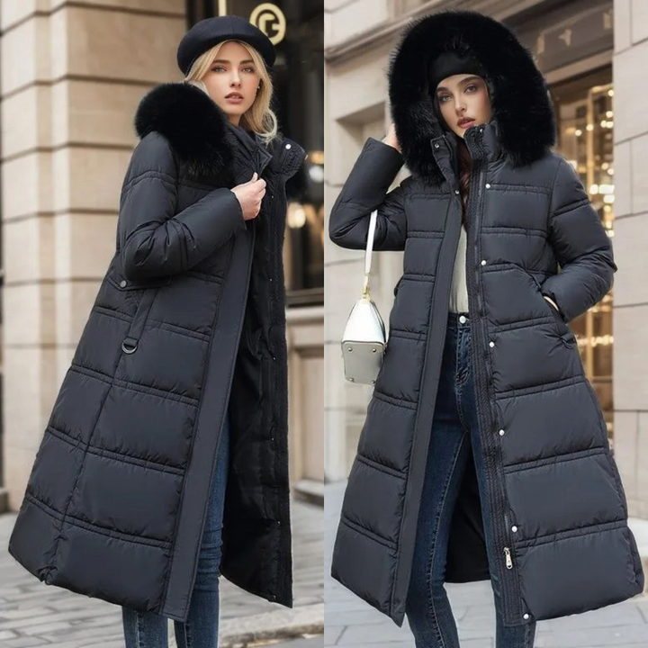 Parka Womens Faux Fur Trim Hood Padded Loose Fit Winter