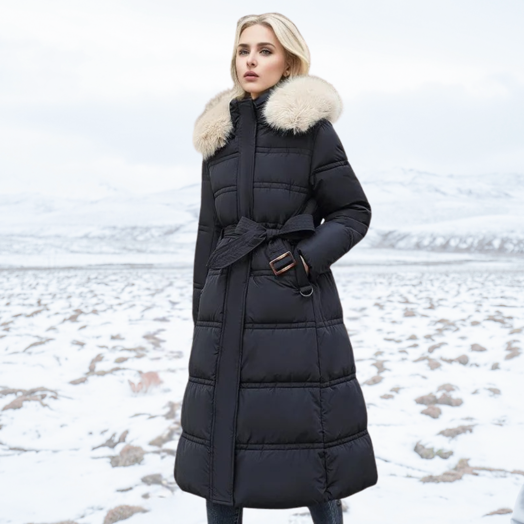 Parka Womens Faux Fur Trim Hood Padded Loose Fit Winter