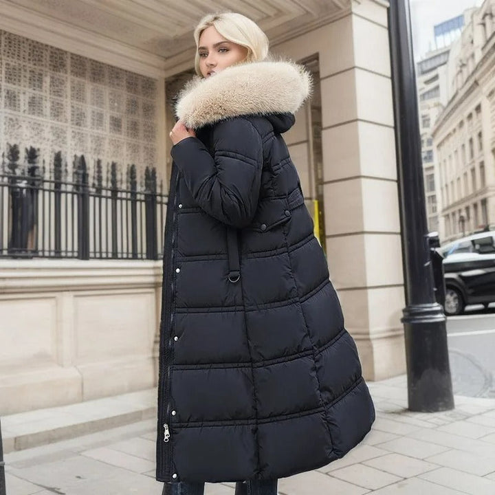 Parka Womens Faux Fur Trim Hood Padded Loose Fit Winter