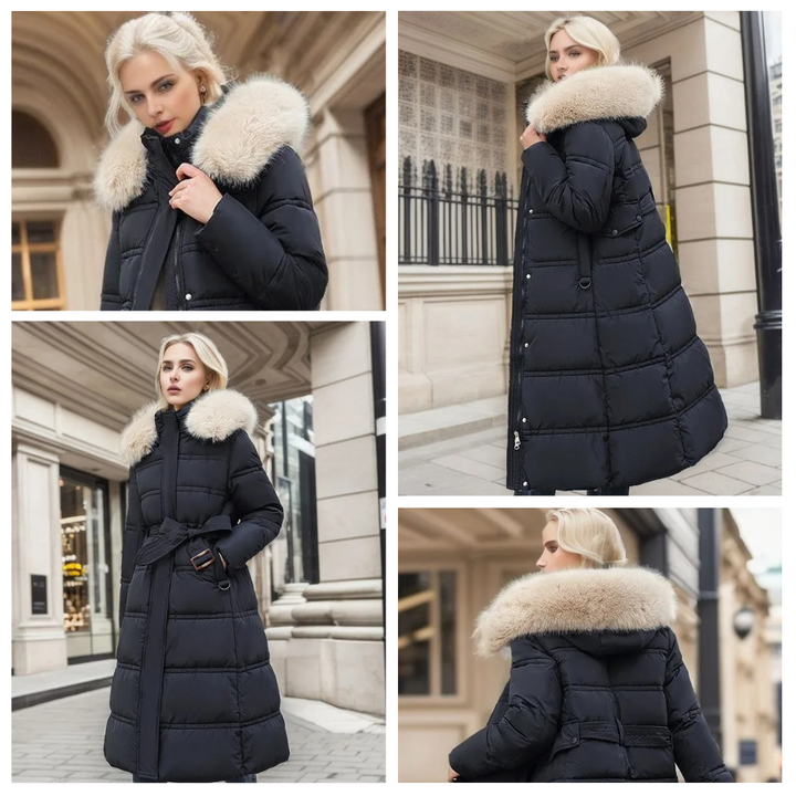 Parka Womens Faux Fur Trim Hood Padded Loose Fit Winter