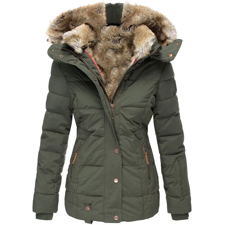 Winter Jacket Womens Insulated Faux Fur Trim Padded