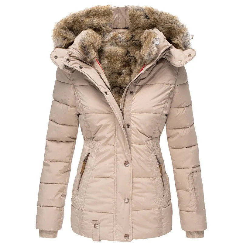 Winter Jacket Womens Insulated Faux Fur Trim Padded