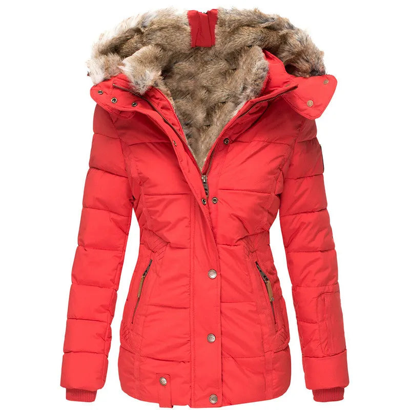 Winter Jacket Womens Insulated Faux Fur Trim Padded