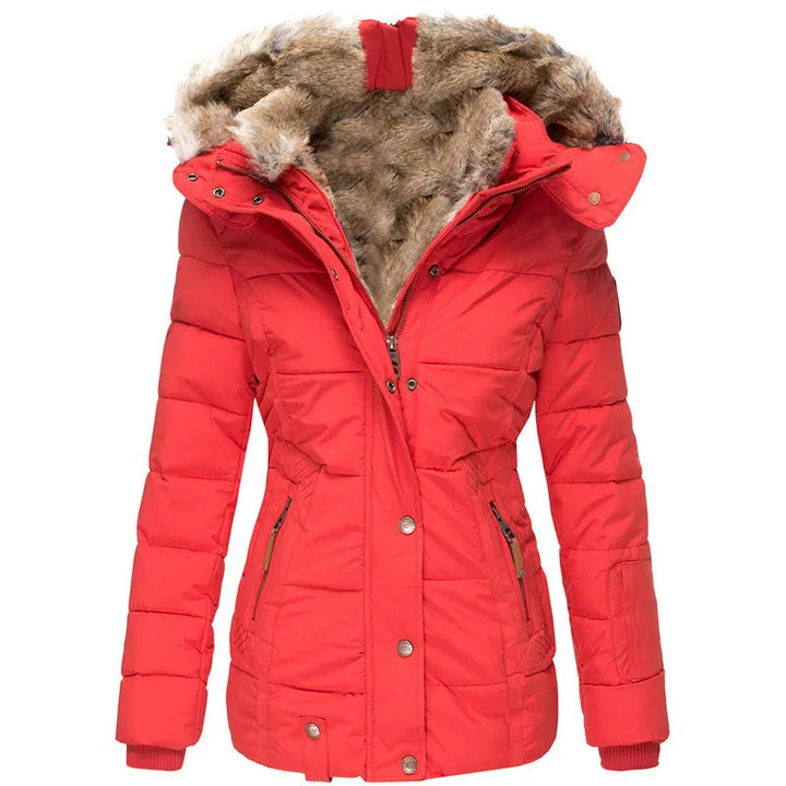 Winter Jacket Womens Insulated Faux Fur Trim Padded
