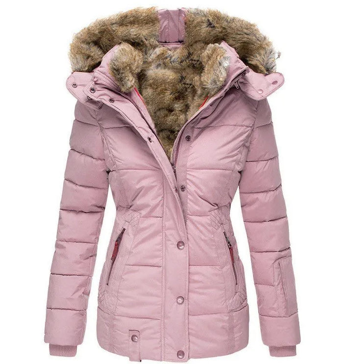 Winter Jacket Womens Insulated Faux Fur Trim Padded