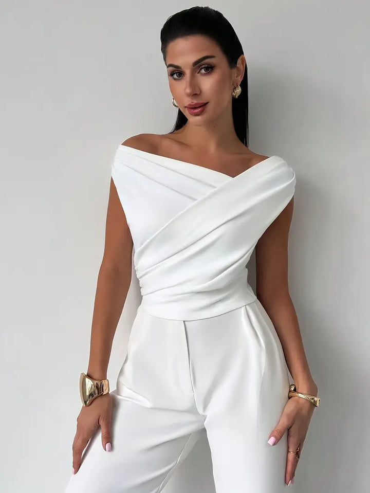 Top Womens Draped Shoulder Soft Silhouette