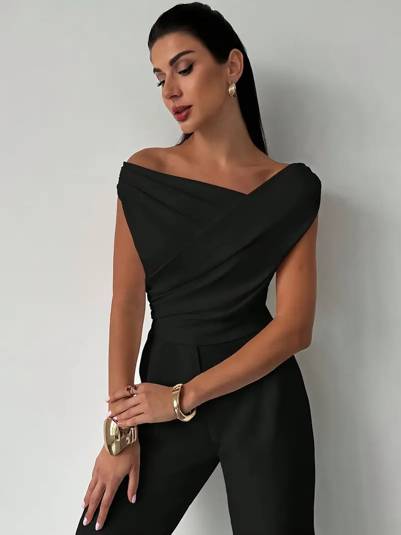 Top Womens Draped Shoulder Soft Silhouette