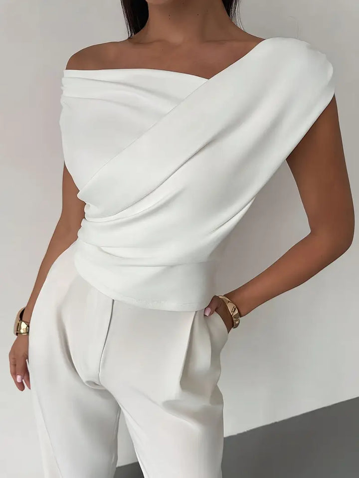Top Womens Draped Shoulder Soft Silhouette