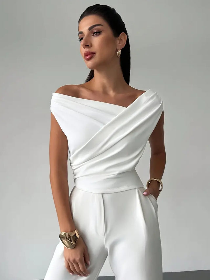 Top Womens Draped Shoulder Soft Silhouette