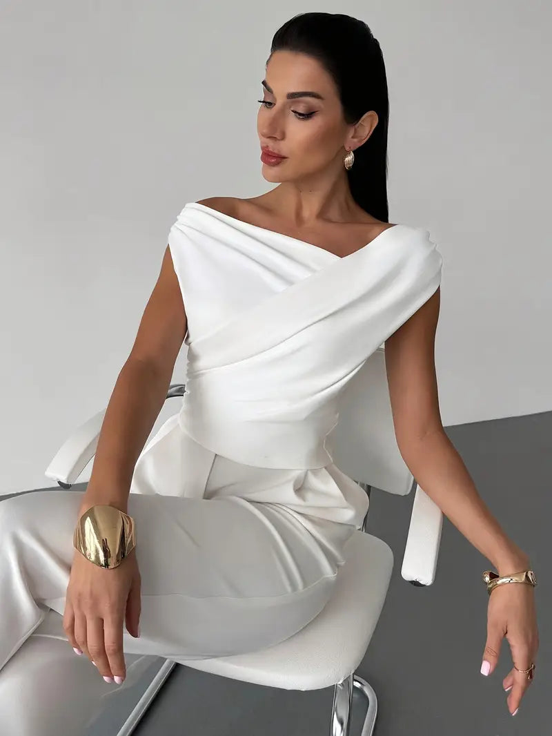 Top Womens Draped Shoulder Soft Silhouette