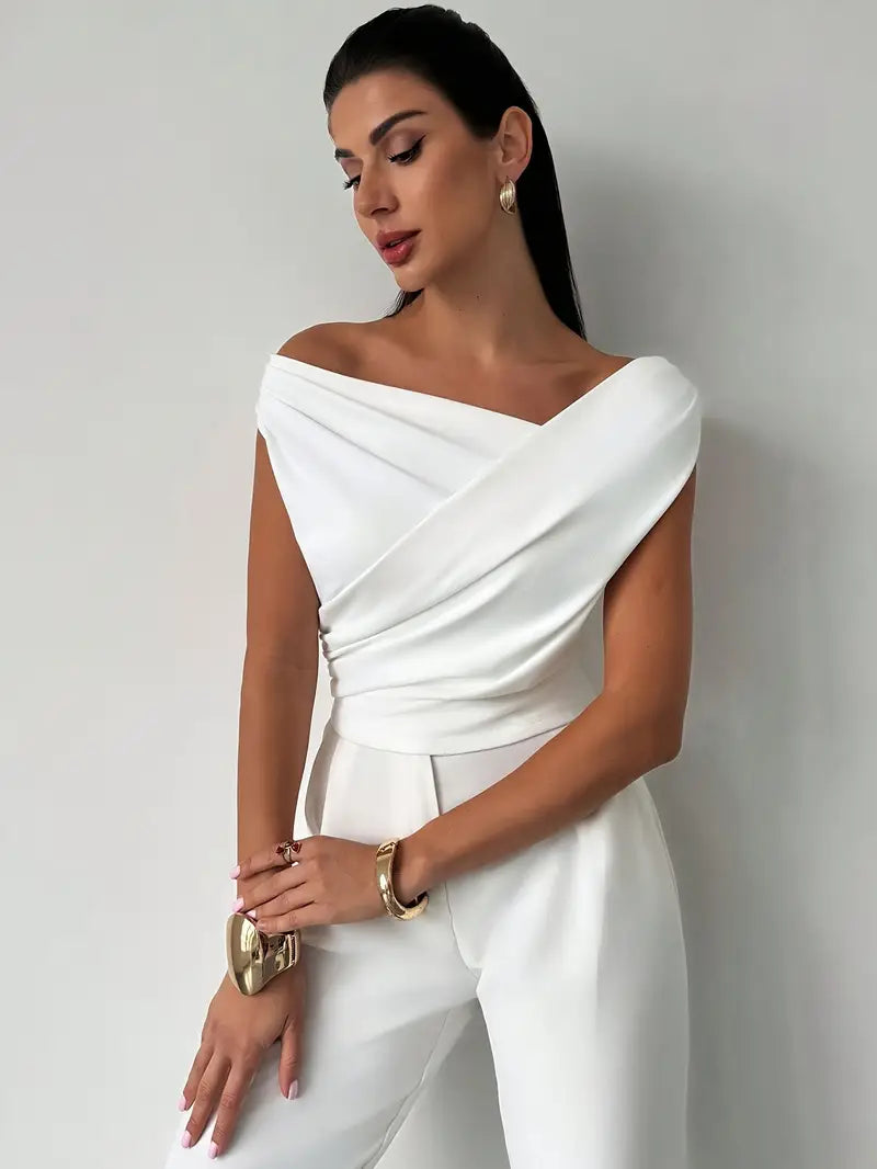 Top Womens Draped Shoulder Soft Silhouette