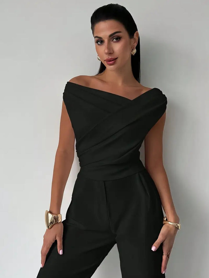Top Womens Draped Shoulder Soft Silhouette