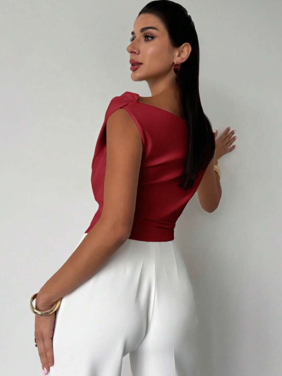 Top Womens Draped Shoulder Soft Silhouette