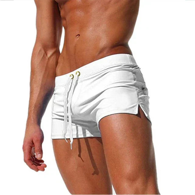 Swim Shorts Mens Short Length Drawstring Waist Side Split Zip Back Pocket Quick Dry Holiday - image 1