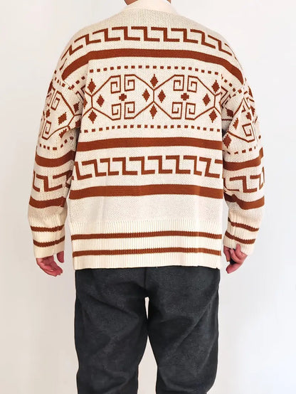 Men's Cardigan with Geometric Pattern
