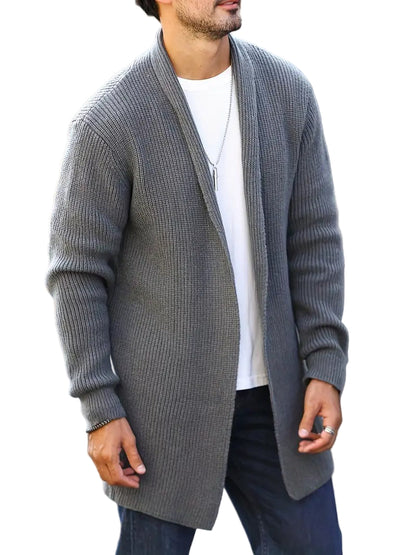 Men's Open-Front Shawl Collar Cardigan