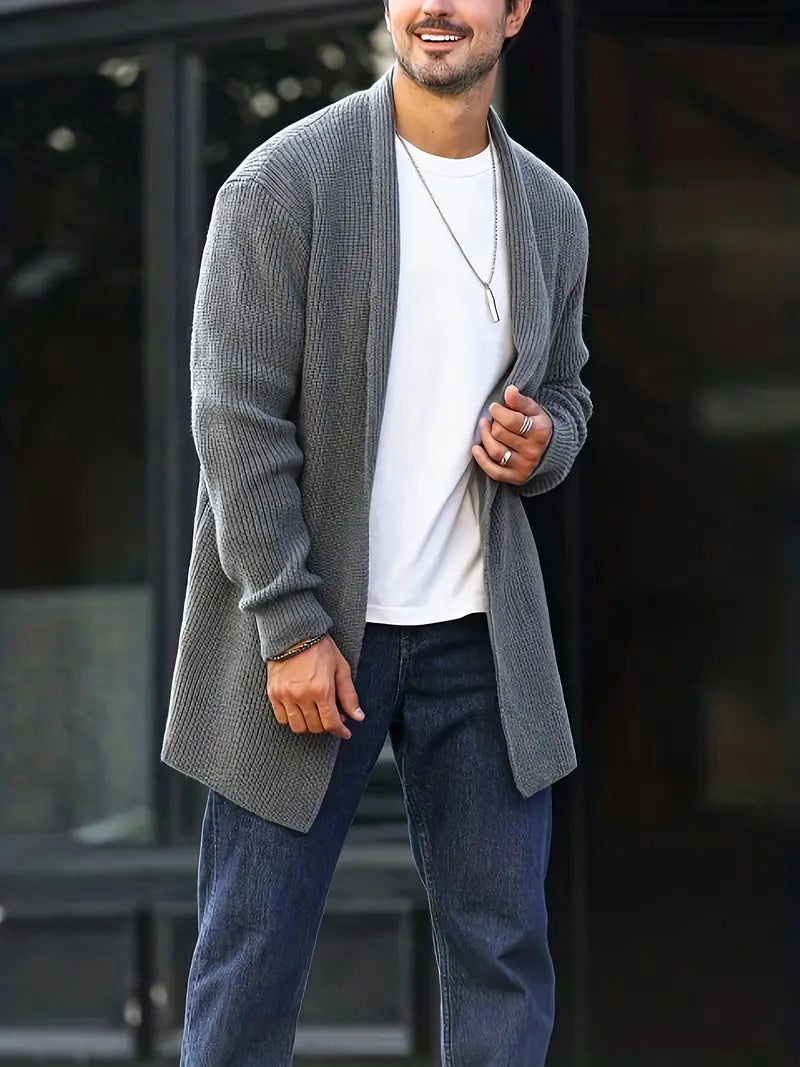 Men's Open-Front Shawl Collar Cardigan