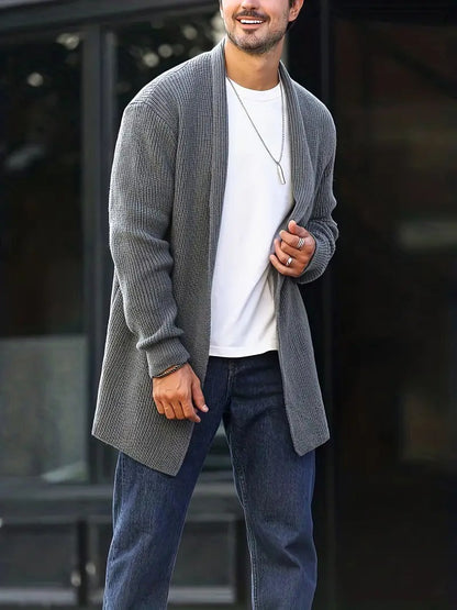 Men's Open-Front Shawl Collar Cardigan