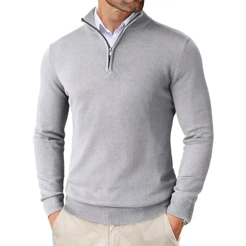 Half Zip Jumper Mens Fine Knit Stand Collar Long Sleeve Ribbed Cuffs Hem Regular Fit - image 8