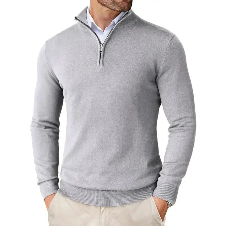 Half Zip Jumper Mens Fine Knit Stand Collar Long Sleeve Ribbed Cuffs Hem Regular Fit - image 8
