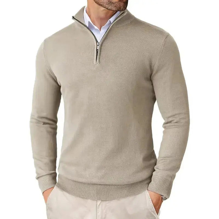 Half Zip Jumper Mens Fine Knit Stand Collar Long Sleeve Ribbed Cuffs Hem Regular Fit - image 10