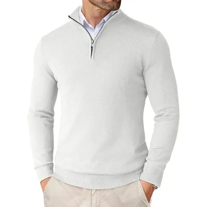 Half Zip Jumper Mens Fine Knit Stand Collar Long Sleeve Ribbed Cuffs Hem Regular Fit - image 3