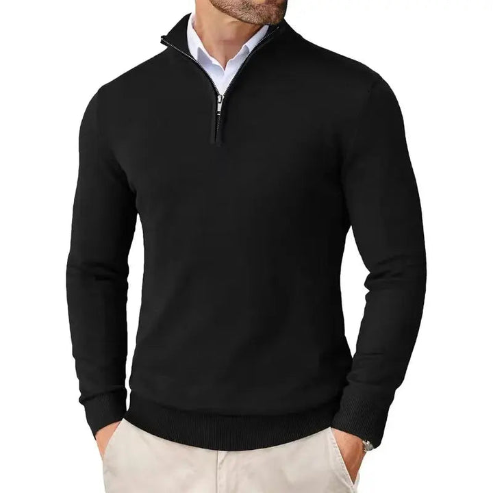 Half Zip Jumper Mens Fine Knit Stand Collar Long Sleeve Ribbed Cuffs Hem Regular Fit - image 5