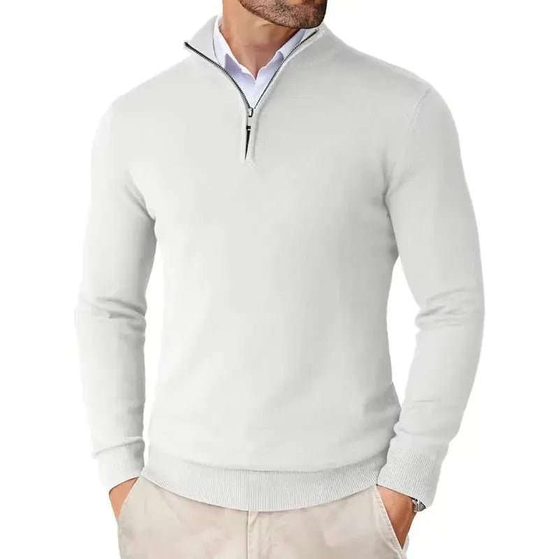 Half Zip Jumper Mens Fine Knit Stand Collar Long Sleeve Ribbed Cuffs Hem Regular Fit - image 6