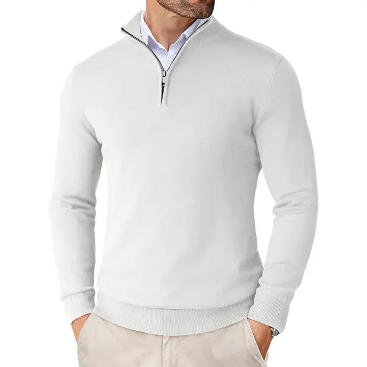 Half Zip Jumper Mens Fine Knit Stand Collar Long Sleeve Ribbed Cuffs Hem Regular Fit - image 6