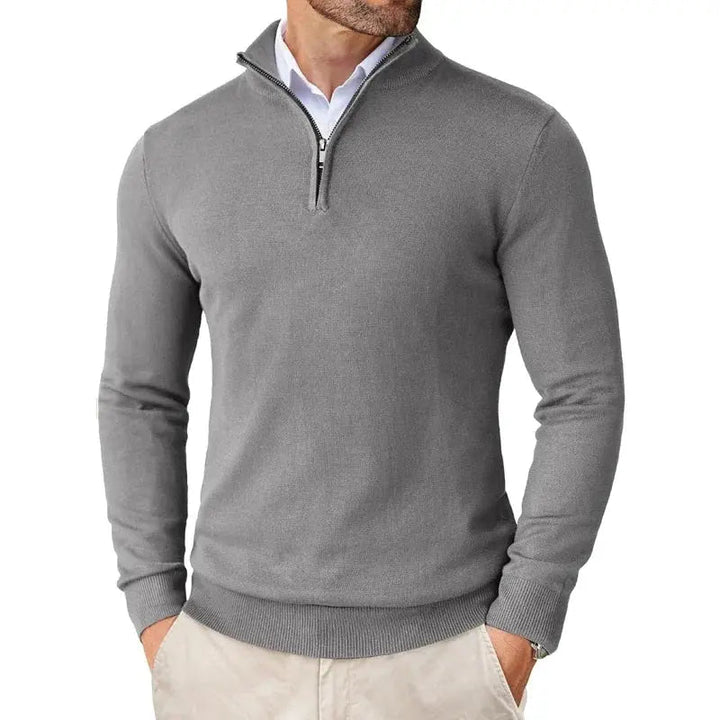 Half Zip Jumper Mens Fine Knit Stand Collar Long Sleeve Ribbed Cuffs Hem Regular Fit - image 7